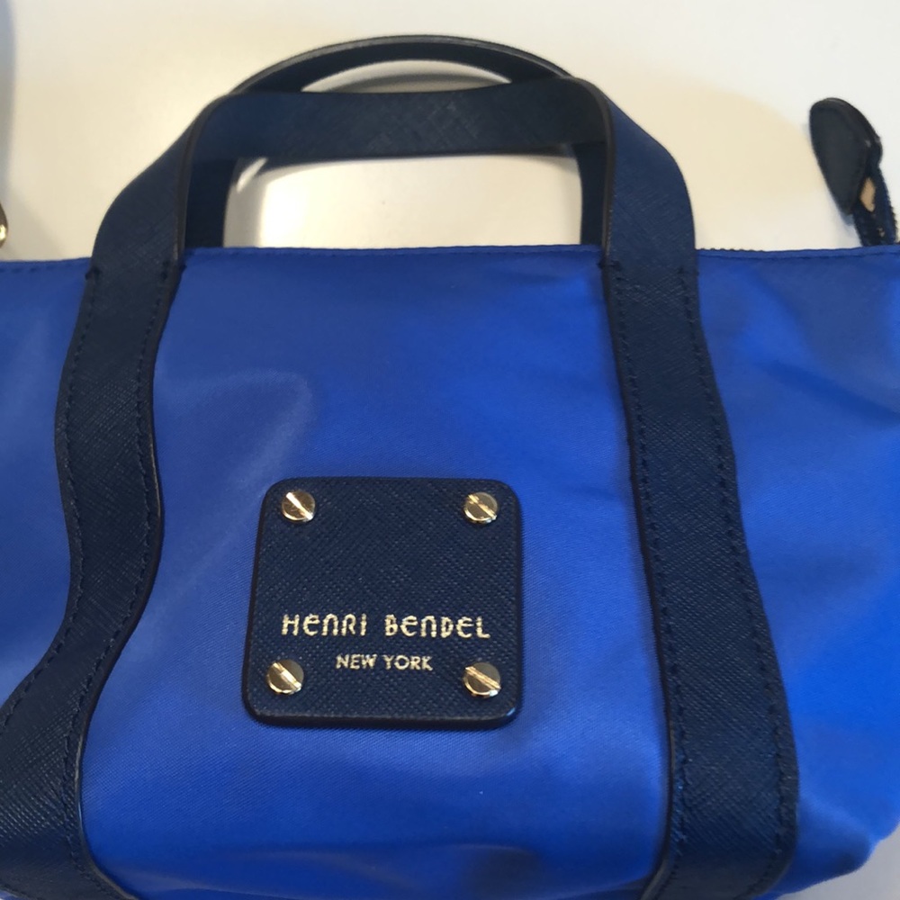 henri bendel cobalt blue crossbody tote with black trim - Picture 2 of 6
